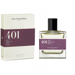 Bon Parfumeur 401 cedar, candied plum, vanilla